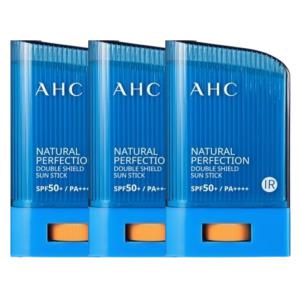 AHC 내추럴 퍼펙션 더블쉴드 선스틱 (파랑색) SPF50+ 22g x 3개 워터프루프 스틱썬크림