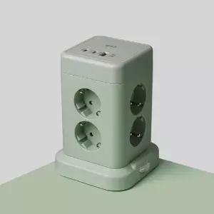 지클릭커 파워마스터 8구 16A 메인스위치 USB 멀티탭 (2m) 그린