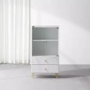 [우아미가구]티라 2단 수납 인테리어 유리 장식장