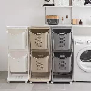 아임홀리빙 LINE 스탠다드 통기성 좋은 대용량 2단 빨래바구니 세탁바구니 빨래통