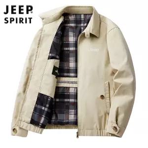JEEP SPIRIT 봄 가을 중년 남성 상의 루즈 라지 사이즈 캐주얼 재킷