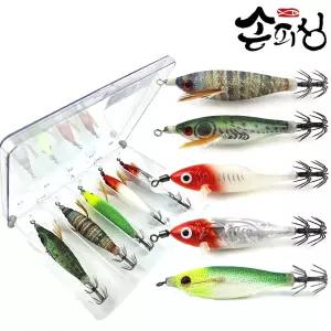 손피싱 미니 드롭퍼S 5종세트 에기케이스 니켈바늘 수평에기 갑오징어 쭈꾸미 문어 왕눈이