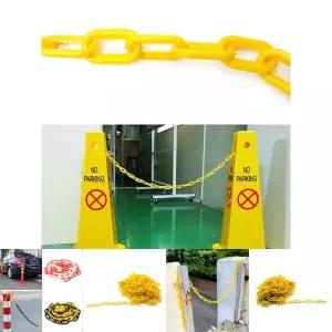 (5M 노란색) 체인 사슬 플라스틱 체인/표지/가이드/주차/차단/위험/표시/담장/말뚝/가설/울타리/엑스/밴드