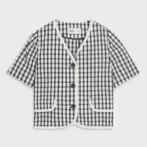 [미쏘] V넥 체크 가디건형 자켓 (MIWJKC812G-T)