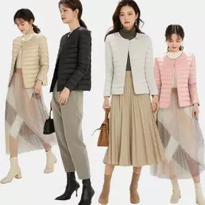 여성 오리털 패딩 슬림 투웨이넥 간절기 여성 경량 패딩 데일리 여자 초경량