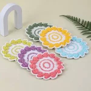 컵 받침 DIY 키트 세트 코바늘 뜨개실 티매트 수예 손뜨개