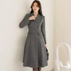[시크라인] (~XXL까지) 라노레마 투웨이 더블버튼 체크 원피스 겨울 하객룩 오피스룩 모임룩 격식룩 연말룩 빅사이즈