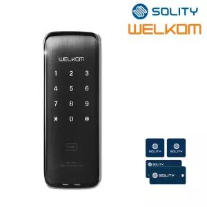 웰콤 디지털도어락 WR-202 카드키4개 번호키 즉시잠김 시간설정가능 허수 에티켓기능 내부이중잠금 아파트 현관문 빌라 방화문 원룸 보조키형 관리자기능 현관문도어락