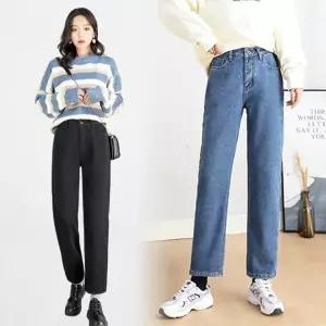 가을 봄 9부 키작녀청바지 뒷 밴딩 일자 청바지 흑청 진청 연청 데님 팬츠