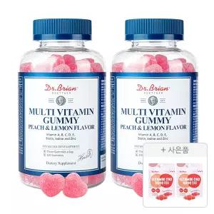 닥터브라이언 멀티비타민 구미 피치&레몬 플레이버, 100구미, 2개 + 증정 (비타민C&D 3000 복숭아맛 15구미, 2개)