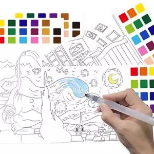 수채화 컬러링키트 워터브러쉬포함/컬러링/색칠놀이북/색칠하기/스케치북/컬러드로잉/성인/어린이