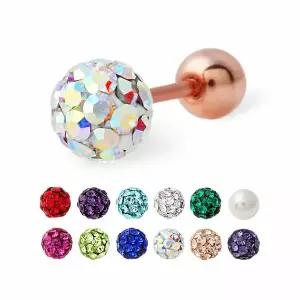 [메리그린] 14K 골드핀 탄생석 컬러 미러볼 피어싱 12종