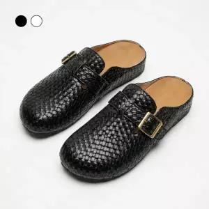 페조 여성 우븐 패턴 블로퍼 뮬 슬리퍼 PZSL-LUX-6529