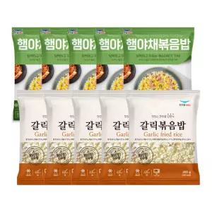 한우물 햄야채 볶음밥 250g x 5개 + 한우물 갈릭 볶음밥 200g x 5개