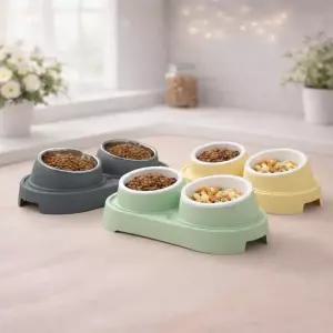 강아지밥그릇 고양이 밥그릇 물그릇 각도 스테인레스 세라믹 도자기 애견 식기 2구