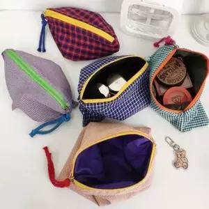 데일리 체크 파우치 휴대용 멀티 파우치 메이크업 코스메틱 수납 여자