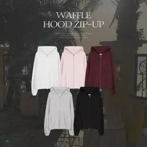 핫핑 [부들쫀쫀/후드니트] 유스티 루즈핏 와플 투웨이 후드집업