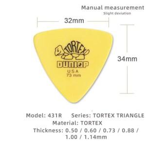 10개 델린 던롭 기타 피크 0.5/0.6/0.73/0.88/1.0/1.14MM 미끄럼 방지 스타일 삼각형 악세사리 일렉트릭