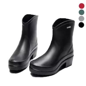 키높이 여자 작업화 설거지장화 고무장화 레인부츠 방수신발 통굽 단목 방수