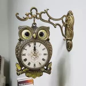 앵두부엉이 소 골드 양면 벽시계