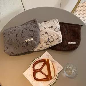 파우치 귀여운 곰돌이 베어 코듀로이 수납 화장품