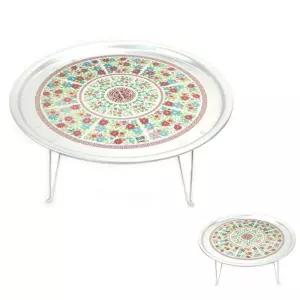 뮤 미니 시골밥상 찻상 양은 교자상 레트로 접이식 원형 다과상 옛날 58cm