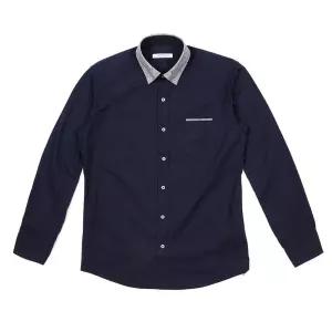 색깔있는와이셔츠 남자 네이비셔츠 체크무늬 카라 포인트 색깔있는 셔츠