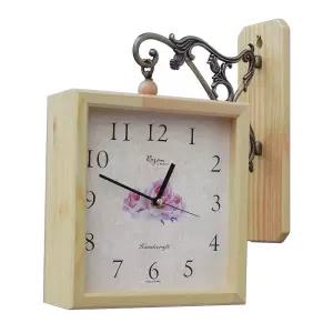 원목사각양면시계 벽시계 벽걸이양면시계 인테리어 무소음