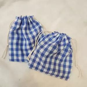 블루 다용도 파우치 고방체크 에코 파우치 다용도 고방 소품 소지품 정리