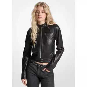 [마이클코어스][정가 710000원] 지퍼 프론트 레더 재킷 MF520JW8RK1