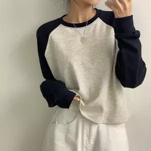 빈티지 나그랑 세미크롭 반크롭 긴팔 티셔츠