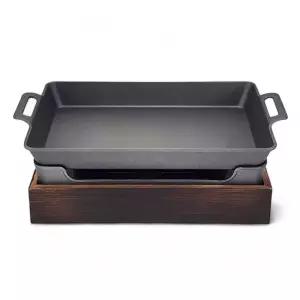 화로 곱창볶음 카엔 고기불판 일본식 깊은 그리들 세트 캠핑불판 전골팬 그릴팬 직사각 우드