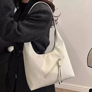 여성쇼퍼백 사선 지퍼 매듭끈 포인트 레더백 숄더백 출퇴근가방