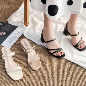 샌들 쪼리 미들힐 여름샌들 여름슬리퍼 구두 3컬러 썸머쪼리 스트랩구두 스트랩 통굽 여성