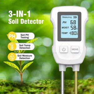 3 in 1 디지털 LCD 토양 측정기 PH/수분/온도 토양 테스터(집 정원 식물용 백라이트 포함) 정원 잔디 농장