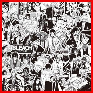 75PCS 어린이를위한 흑백 애니메이션 블리치 스티커 멋진 낙서 스케이트 보드 전화 케이스 노트북 DIY 만화