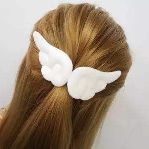 한쌍 엔젤 하얀 집게핀 머리핀