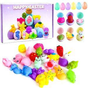 스퀴시 동물 장난감이 들어 있는 - 피젯 소녀용 부활절 달걀 프리필 사용할 3세 바구니 24팩 있습니다.+ 소년 바로 스터퍼 수 장난감에 사냥 감각 필러,