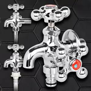 십자두갈래 베란다수도꼭지 양갈래2구 세탁기수도연결