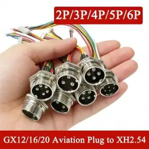 항공단자 항공잭 2핀 GX12 GX16 GX20 XH254 와이어 M12 항공 콘센트 3456핀 남성 어댑터 케이블 커넥터 15-