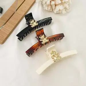 행운 상징 고급 곰돌이 테디베어 직 스퀘어 헤어 집게핀 예쁜 액세서리 심볼 소품