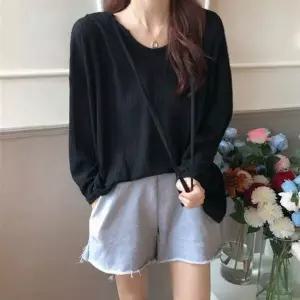 [하프클럽/끌레아]루즈핏 트임 얇은 긴팔 후드티 LM-0700