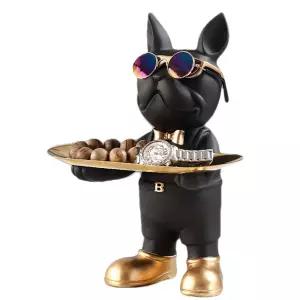 북유럽 스타일 인테리어 장식소품 쟁반솔로 불독 블랙 멋진 책상정리