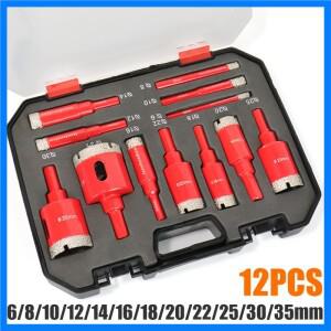 12개 다이아몬드 코팅 드릴 비트 세트 6-35mm 홀쏘 키트 유리 대리석 화강암 석재 타일 세라믹용 - 수공구
