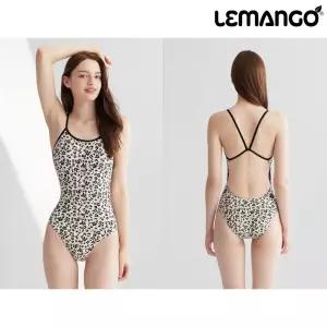 르망고 5669 레오파드 블라썸 브이 숄더백 여성 원피스 수영복