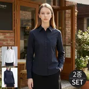 [로코엘라] 키튼 시그니쳐 로고 자수 여성 코튼 셔츠 2종세트
