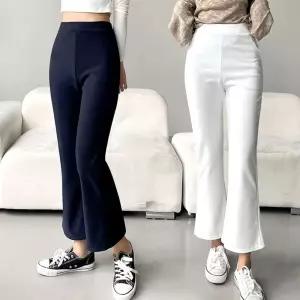 여자여름바지 여성 무지 디자인 허리 밴딩 부츠컷 슬랙스 바지