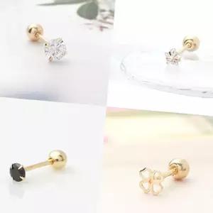 (올핀)10K 금 골드 피어싱 데일리 기본 큐빅 귀걸이