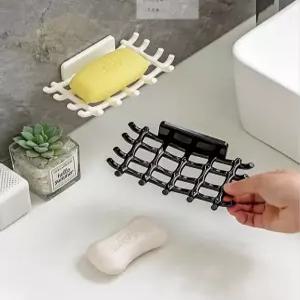 격자 물빠짐 부착식 비누 홀더 비누 거치대 홀더 물빠짐 받침대 트레이 무타공 케이스 걸이 부착식