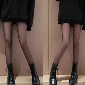 여성 듀얼스킨 디자인 페이크 스판 보온 스타킹